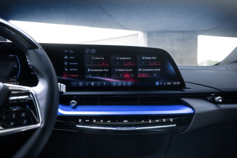 The 2026 OPTIQ-V Display Screen Displaying the V-Mode Settings | Burns Cadillac in Rock Hill SC